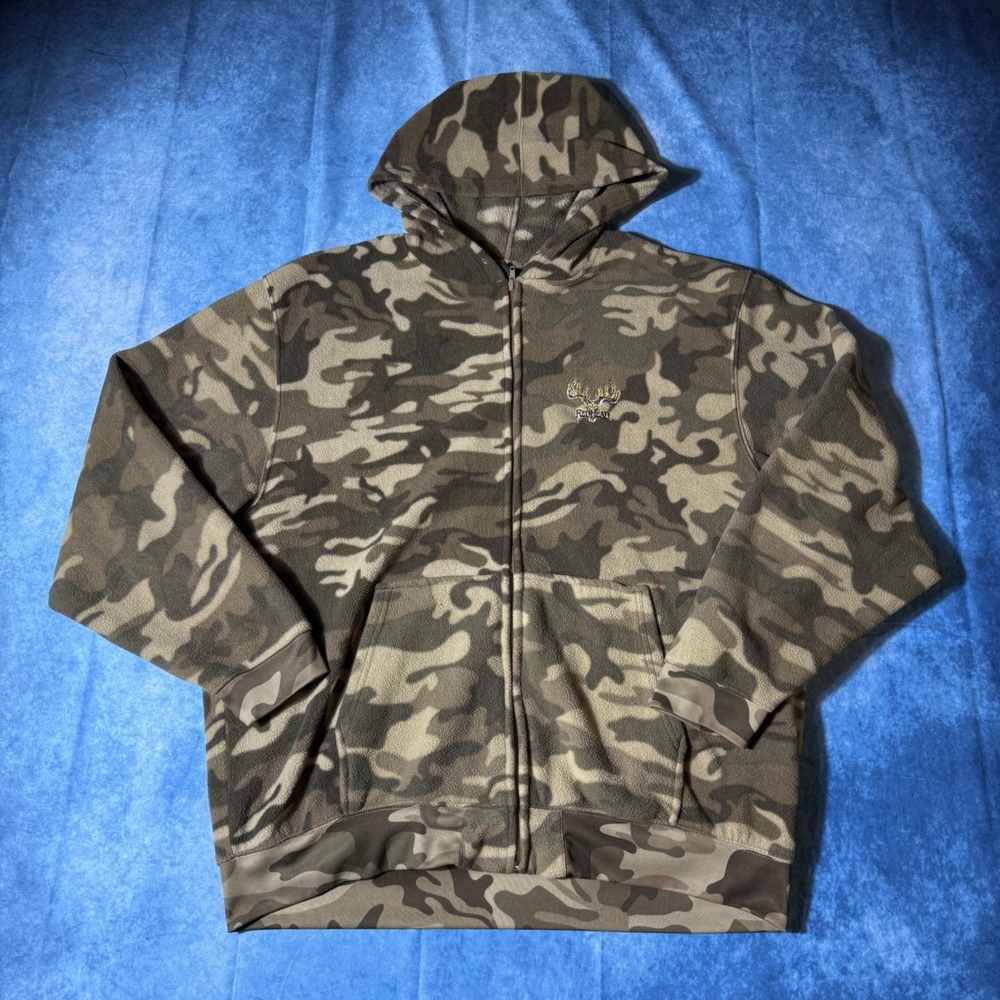 Y2K RedHead Camo Fleece Full Zip Hunting Hoodie 2XL Realtree Style